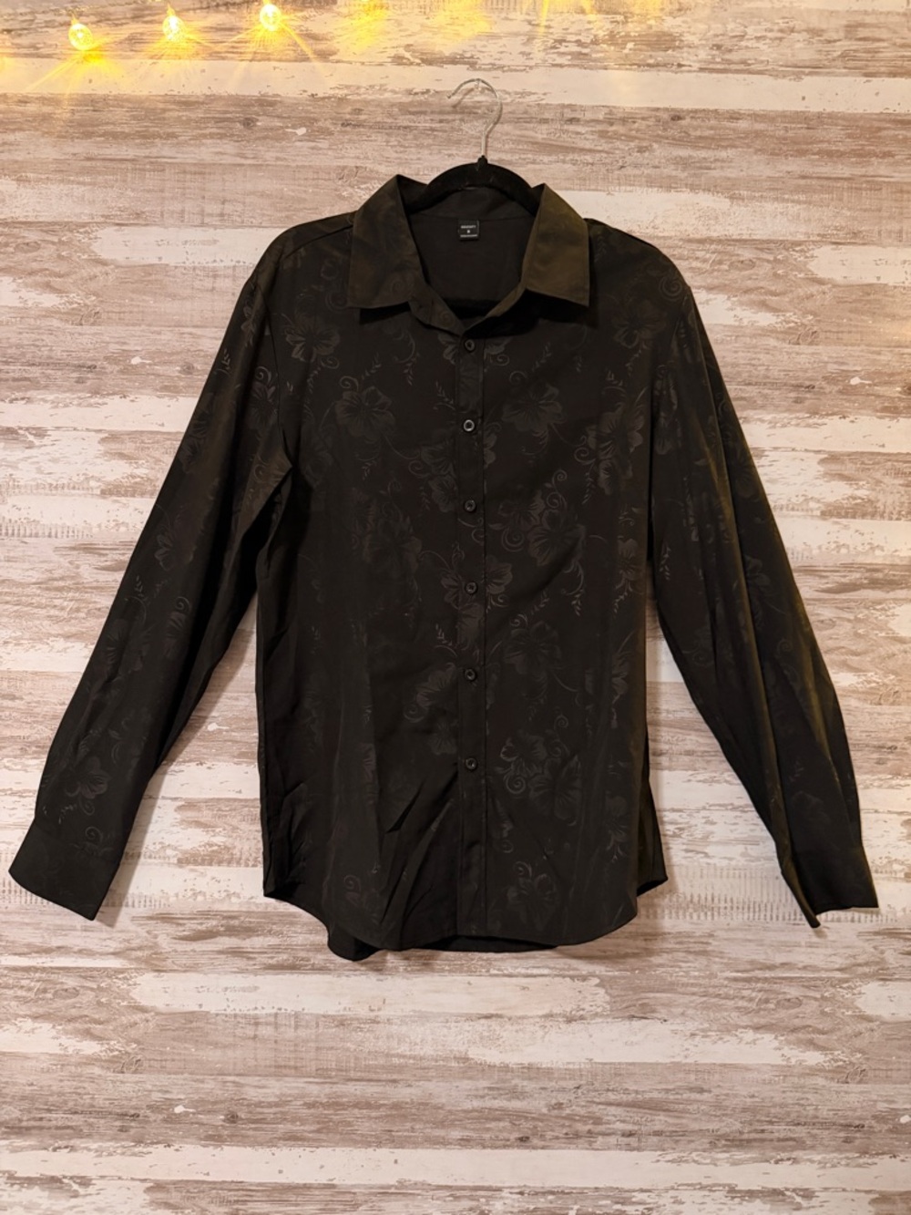 NFINITY Black Floral Jacquard Dress Shirt